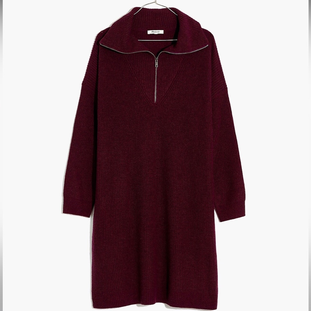 Madewell Ribbed Half-Zip Sweater Dress